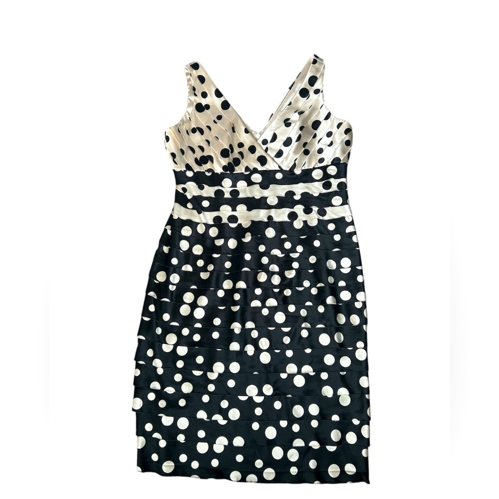 5/$25 Jones New York Vintage satiny layered Polka Dot Sleeveless Dress size 14